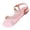 Pink, variant on YgkuHd Women's Casual Flat Sandals Rhinestone Bowknot Accents Transparent PVC Straps Elastic Ankle Strap Padded Sole Pink,5.5