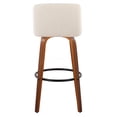 thumbnail image 5 of Walnut & Cream Fabric Bar Stools Set of 2 with Swivel Seats and Footrest - 30 Inch Counter Height Mid Century Modern Style, 5 of 5