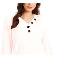thumbnail image 2 of JM Collection Women's Crinkle Button-Neck Top Bright White Size Medium, 2 of 3