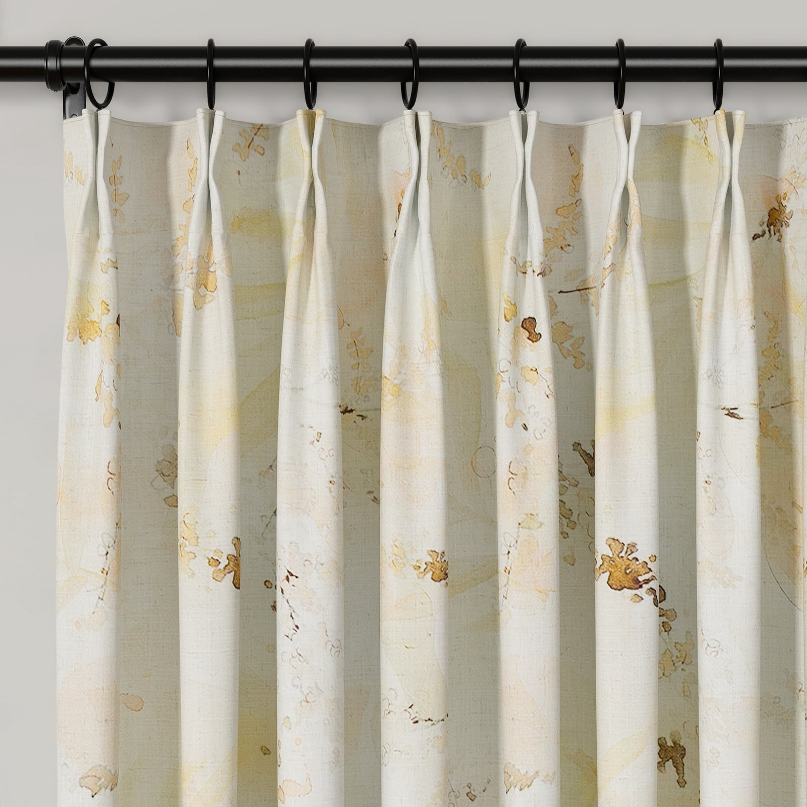 TWOPAGES 26"x84" Boho Print Light Filtering Drape Pinch Pleat Header Linen Blend Curtain for Bedroom, 1 Panel, Autumn