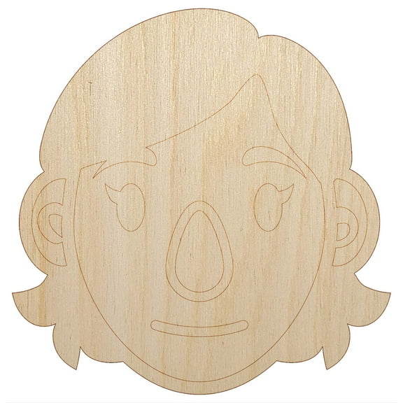 Human Female Character Face Wood Shape Unfinished Piece Cutout Craft DIY Projects - 4.70 Inch Size - 1/8 Inch Thick