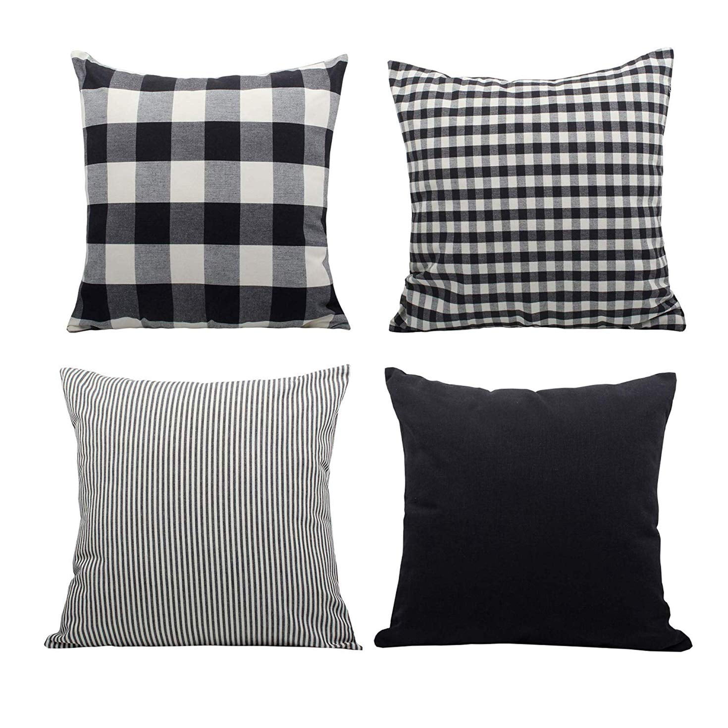 SUFAM Set of 4 Pillow Cases Solid Farmhouse Invisible Rustic Classic