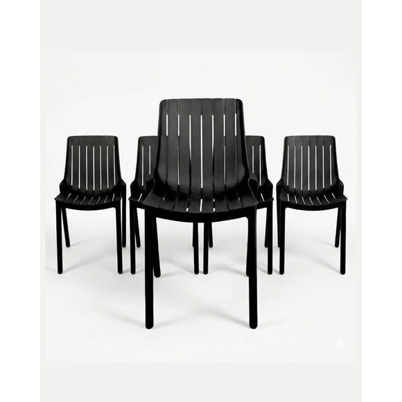Set de 4 Sillas de Exterior de PVC Resistentes a la Intemperie para Jardín, Terraza y Cafetería – EKE Life