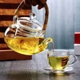 thumbnail image 2 of Glass Tea Pot with Infuser, Wood Handle Tea Kettle, Water for Juice Beverage, 2 of 8