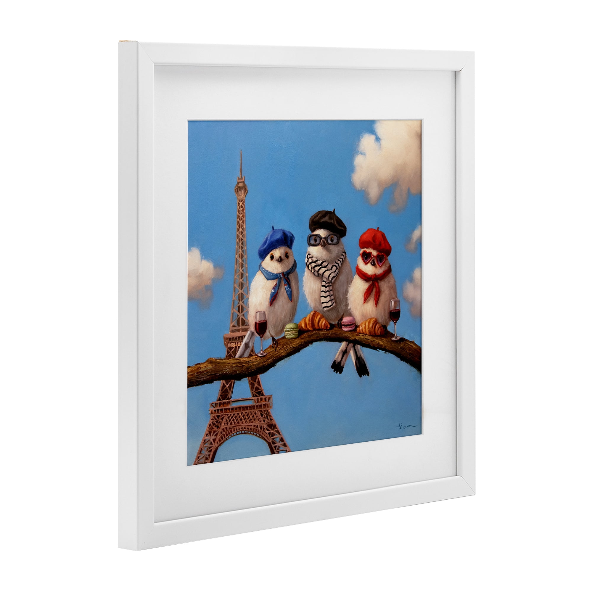 Stupell Industries Parisian Chic Birds in Paris White Framed Print Under Glass, design by Lucia Heffernan