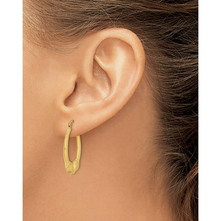 Sterling Silver Gold Plated Hollow Rams Head Hoop Earrings