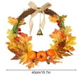 thumbnail image 2 of Hovilon Fall Wreaths for Front Door，Artificial Autumn Wreath Harvest Thanksgiving Door Wreath for Front Door with Pumpkins Maple Leaf and Berry，Decorative Linen Knot Wall Hanging（15.7 Inch）, 2 of 8