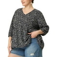 thumbnail image 4 of NOMADIC NOOK Women's Plus Size Babydoll Floral 3/4 Sleeve Peplum Hem Casual Blouses, 4 of 6
