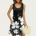 thumbnail image 3 of Colorful Womens Sleeveless Dresses Flower Graphic Loose Fit Dresses for Women V Neck Beach Casual Hawaiian Tropical Midi Knee High Summer Fall Dresses 2025 XXL, 3 of 5