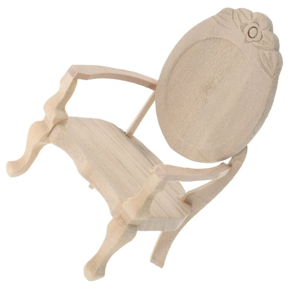 MERRYHAPY Miniature Beige Wooden Armchair Dollhouse Furniture Set for Layout and Decoration