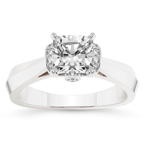 IGI Certified 2 Carat Cushion Shape Lab Grown Diamond Engagement Ring | 14K White Gold | Delanie Side Cuff Lab Diamond Ring | FG-VS1-VS2 Quality Friendly Diamonds