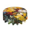 thumbnail image 2 of XMXT Waterproof Round Table Cloth, Oil Painting Floral Patterns Tablecloth Polyester Table Cover for Home Kitchen Dining Party Room Decor, 60 inches, 2 of 8