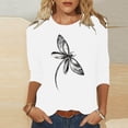 thumbnail image 1 of ICHUANYI Clearance Women's Fashion Printed Loose T-shirt Mid-length 3/4 Sleeves Blouse Round Neck Casual Tops(White, M) ICHUANYI WER2023081402554, 1 of 4