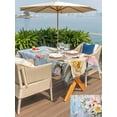 thumbnail image 6 of 60x84 Inch Outdoor Tablecloth with Umbrella Hole Zipper Rectangle Spring Flower Rectangular Tablecloths Outside Waterproof Vintage Floral Blue Wood Board Pastoral Patio Table Cover for Picnic Party, 6 of 8