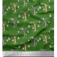 thumbnail image 1 of Soimoi Green polyester Crepe Fabric Eyes & Artistic Tree Print Fabric by the Yard 52 Inch Wide, 1 of 3