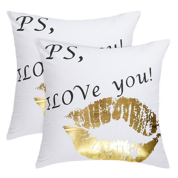 REGALWOVEN 2 Pack Decorative Throw Pillow Covers for Home Office, 18"x18" I Love You/Lips