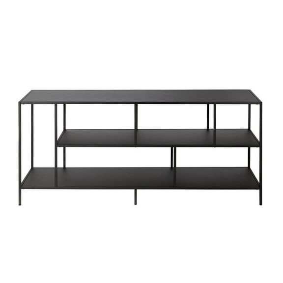 Evelyn&Zoe Winthrop Rectangular TV Stand with Metal Shelves for TV's up to 60" in Blackened Bronze