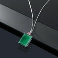 thumbnail image 4 of Gem Stone King 925 Sterling Silver Green Onyx and Pink Lab Grown Diamond Pendant Necklace for Women (15.89 Cttw, Emerald Cut 18X13MM, With 18 inch Silver Chain), 4 of 4