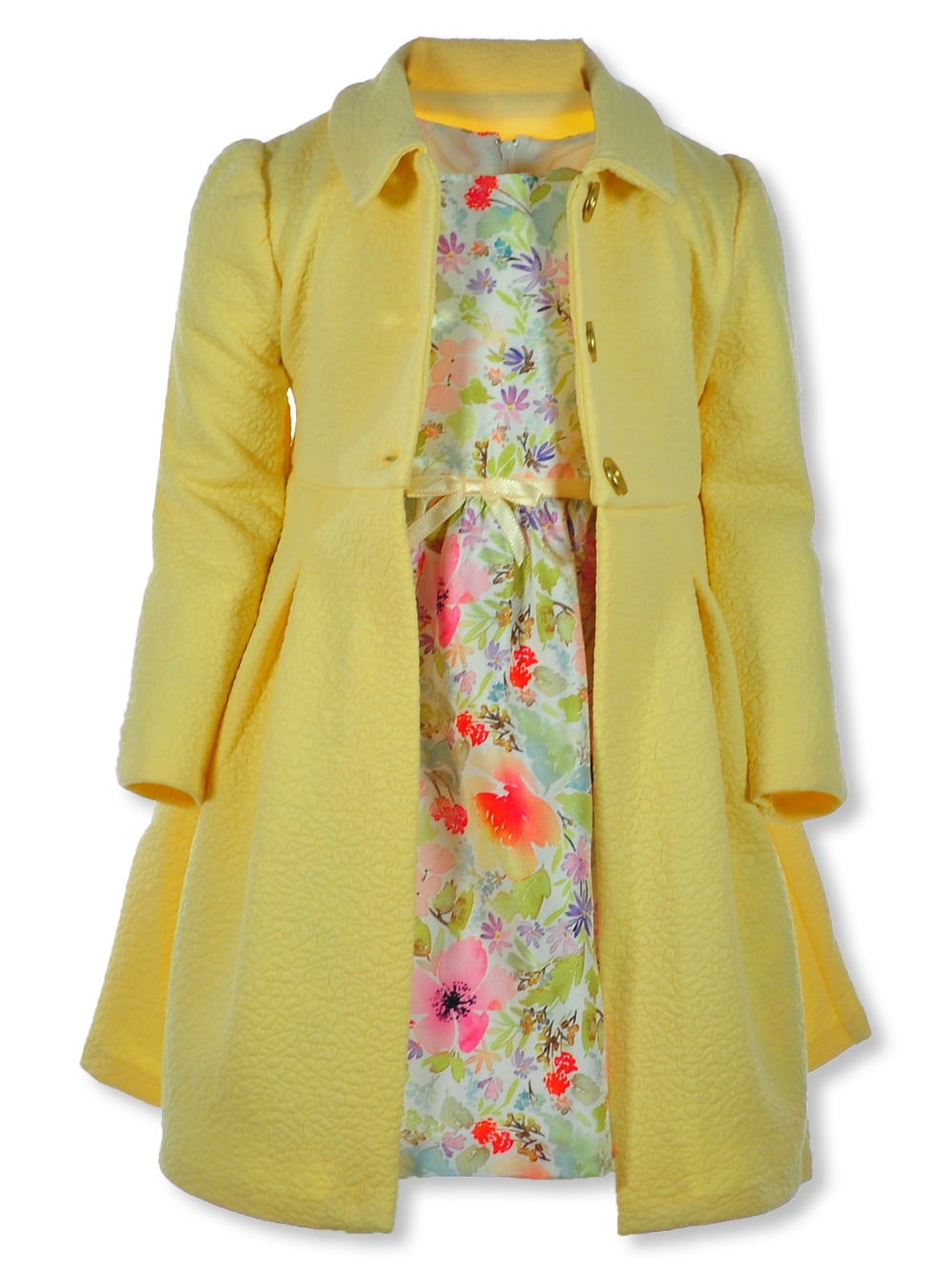 Bonnie Jean Girl's Easter Dress & Coat Set - Sleeveless Dress With Matching Boucle Coat For Spring