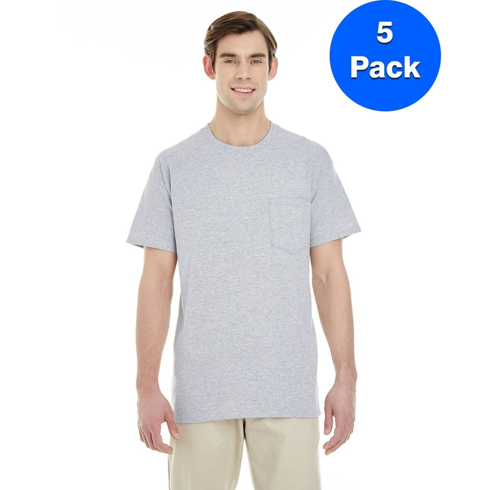 Gildan - Mens Heavy Cotton T-Shirt with a Pocket 5 Pack - Walmart.com ...