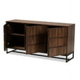 thumbnail image 3 of Baxton Studio Neil Modern and Contemporary Walnut Brown Finished Wood and Black Finished Metal 3-Door Dining Room Sideboard Buffet, 3 of 7