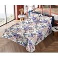 thumbnail image 4 of Ambesonne Floral Fitted & Flat Sheet with Sham 3 Pcs Set, Pastel Summer Feels Roses, Twin, Lavender Blue and Blush, 4 of 5