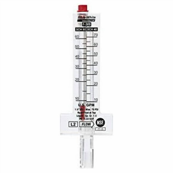 Blue-White Flowmeter for 2 in. PVC Pipe, Horizontal Installation