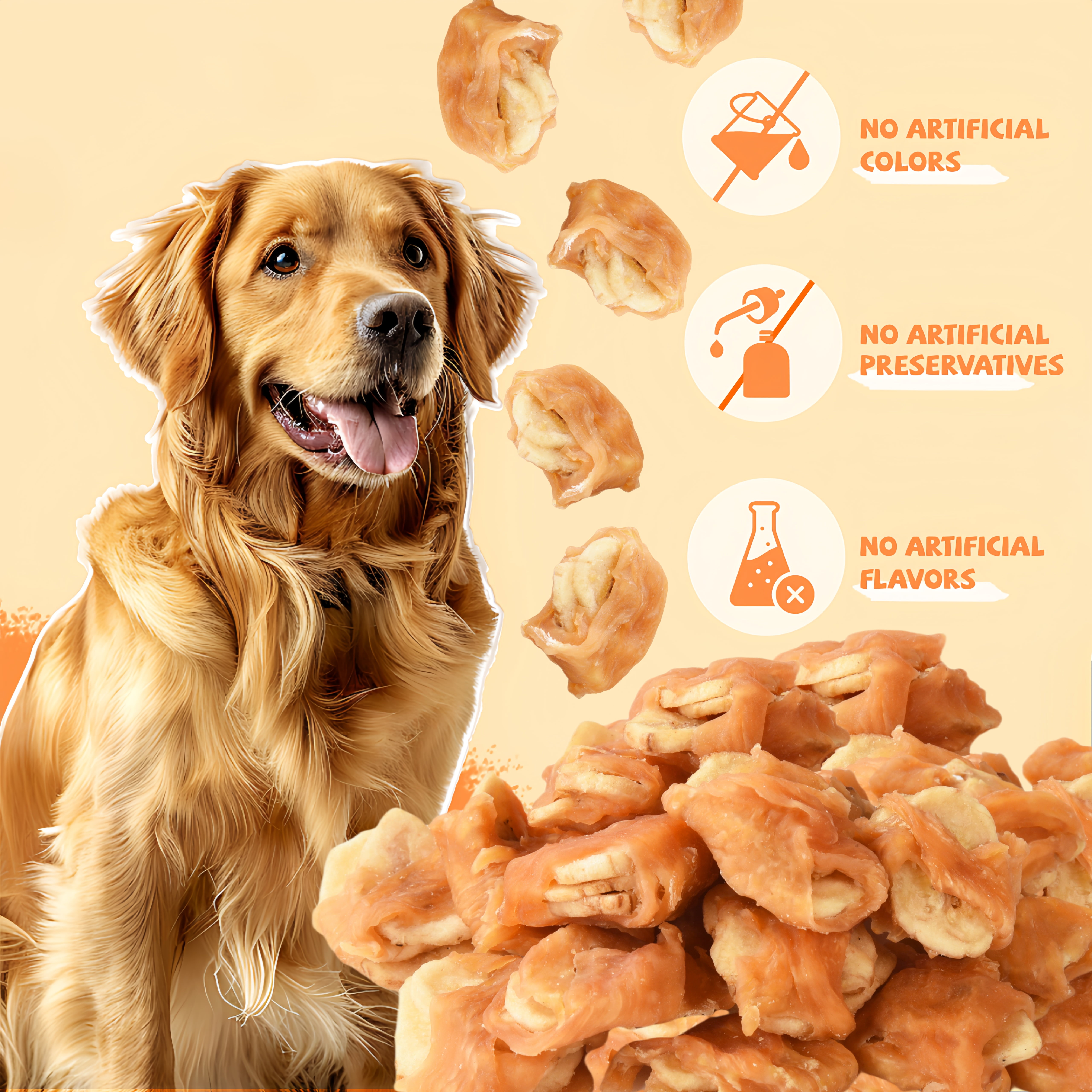 (2 pack) Pawmate Promote Digestion Natural Dog Treats, Chicken Jerky Wrapped Bananas for All Dogs, 18-19ct Bag, 11 oz