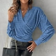 thumbnail image 2 of Dovford Button Down Shirts for Women Long Sleeve Dress Shirts for Women Casual Pleated V Neck Shirt Tops Blouses, 2 of 6