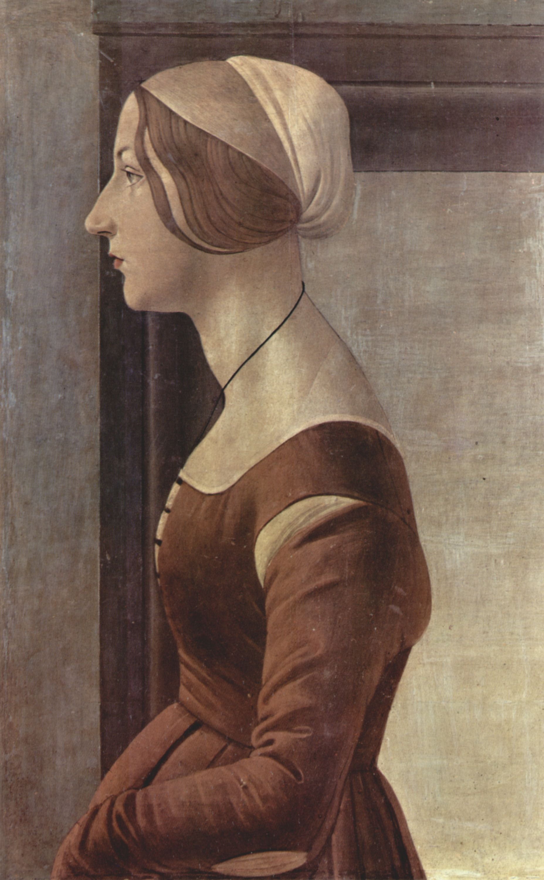 Canvas Print Botticelli, Sandro - Portrait of a young woman Stretched