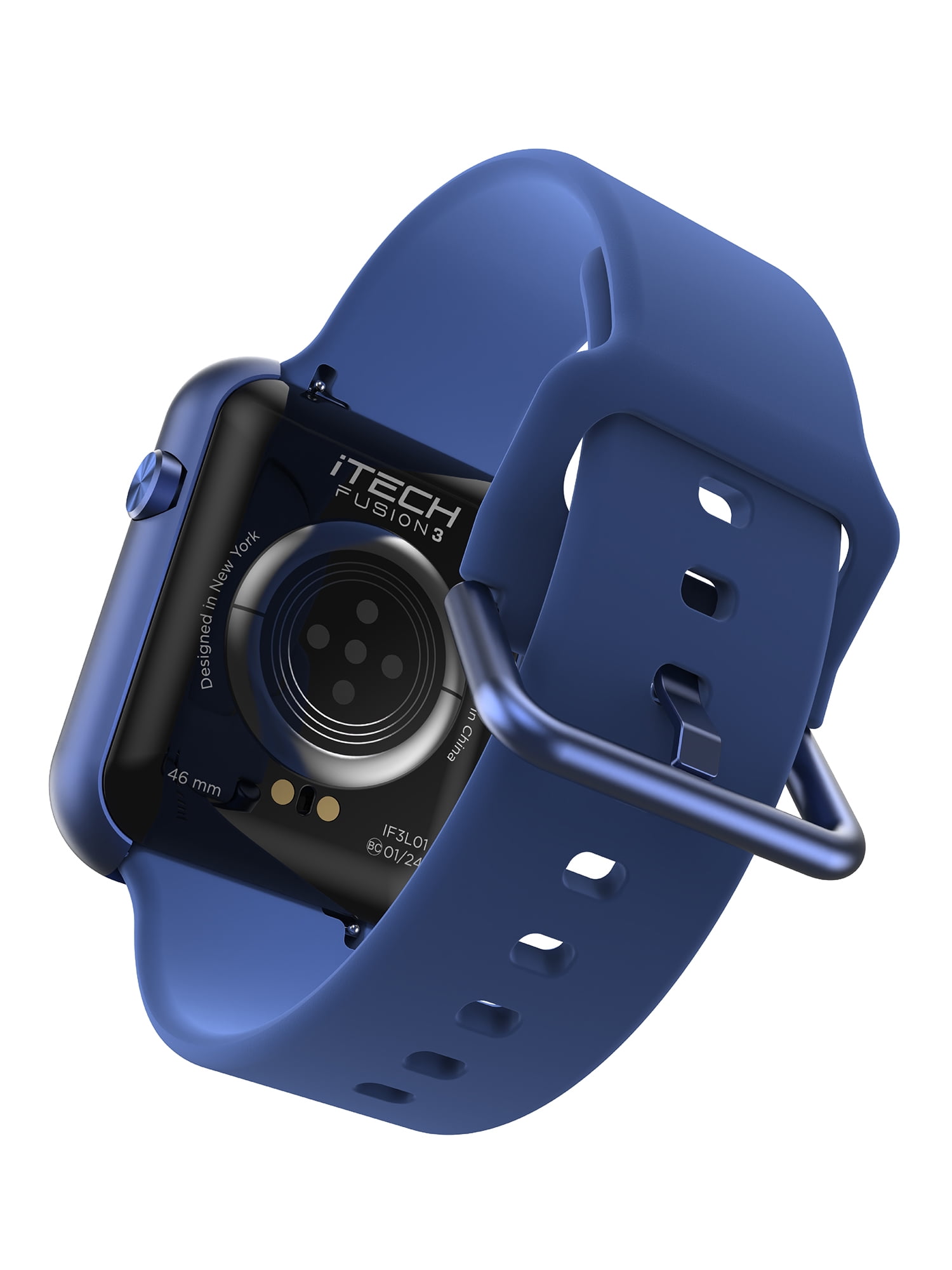 iTech Fusion 3 Unisex Adult Rectangular Smart Watch, Blue, Silicone Strap