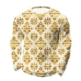 thumbnail image 2 of Ceisia Men's All-Season Casual Regular Fit Crew Neck Sweatshirt Gold Foil Navajo Geometric Totem Print Waffle Knit Stretch Fabric Multicolor L Gifts, 2 of 3