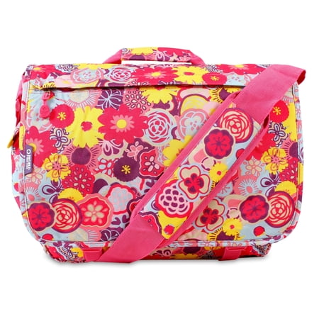 J World Womens Thomas 16" Messenger Bag with Laptop Sleeve for School and Travel, Poppy Pansy
