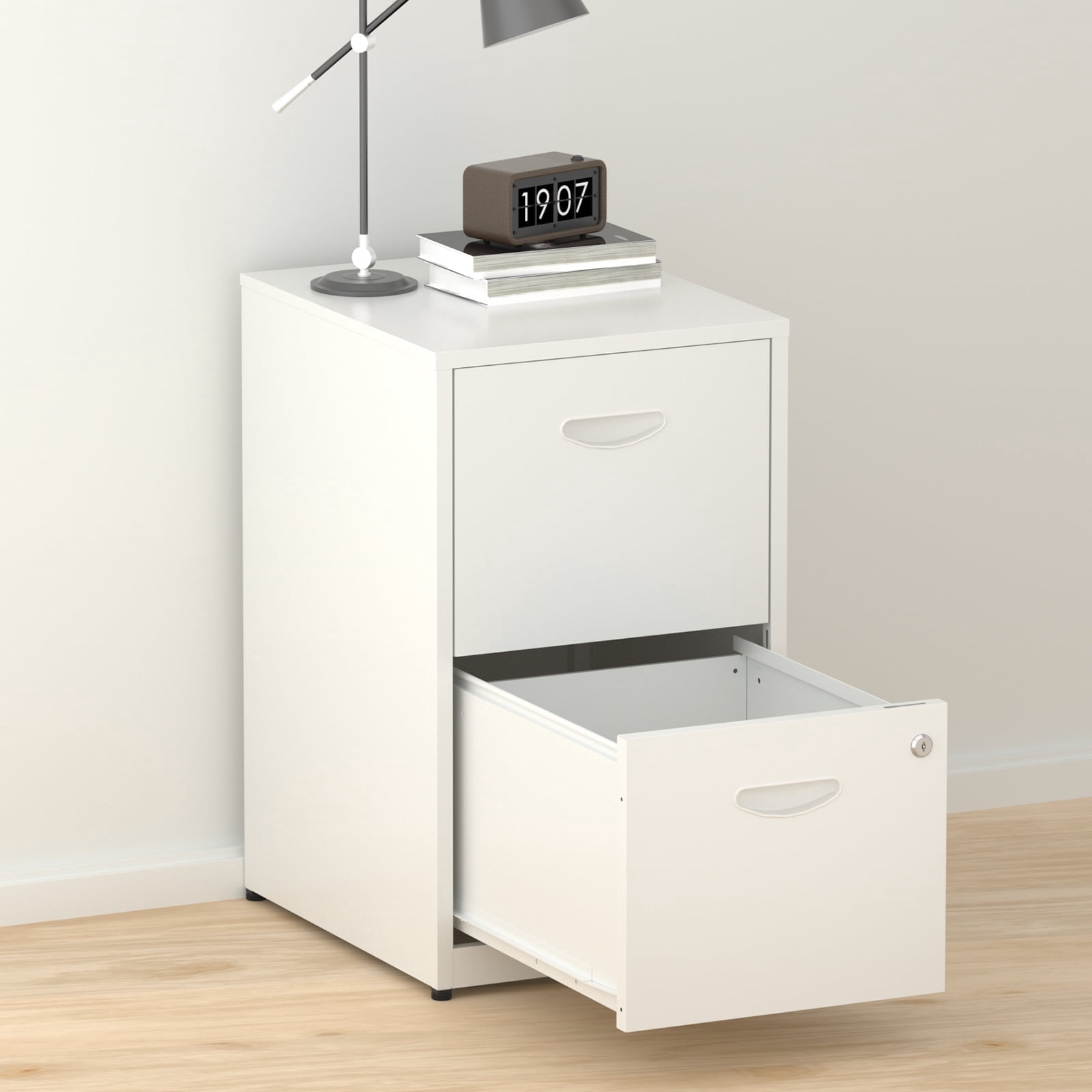Polup File Cabinet, Freestanding Storage Organizer, Metal 2-Drawer, Letter Size, White