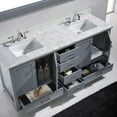 thumbnail image 4 of Caroline Avenue 72" Double Bath Vanity in Gray with White Marble Top and Square Sinks with Brushed Nickel Faucets with Matching Mirror, 4 of 5