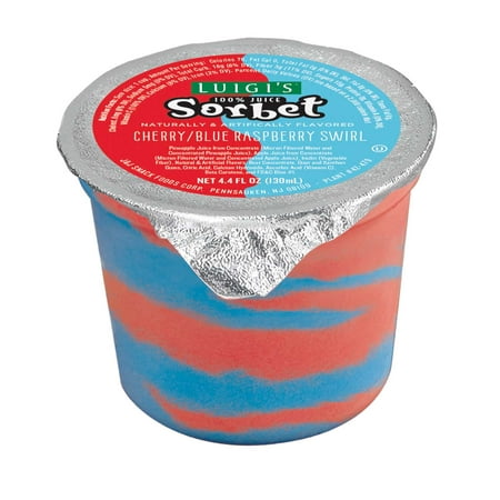 Luigi Cherry and Blue Raspberry Flavored Swirl Sorbet Cup, 4.4 Fluid Ounce -- 96 per case.