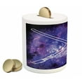 thumbnail image 2 of Galaxy Piggy Bank, Futuristic Starry Sky Galaxy Illustraiton Pattern Universe Outer Space, Ceramic Coin Bank Money Box for Cash Saving, 3.6" X 3.2", Purple Black, by Ambesonne, 2 of 4