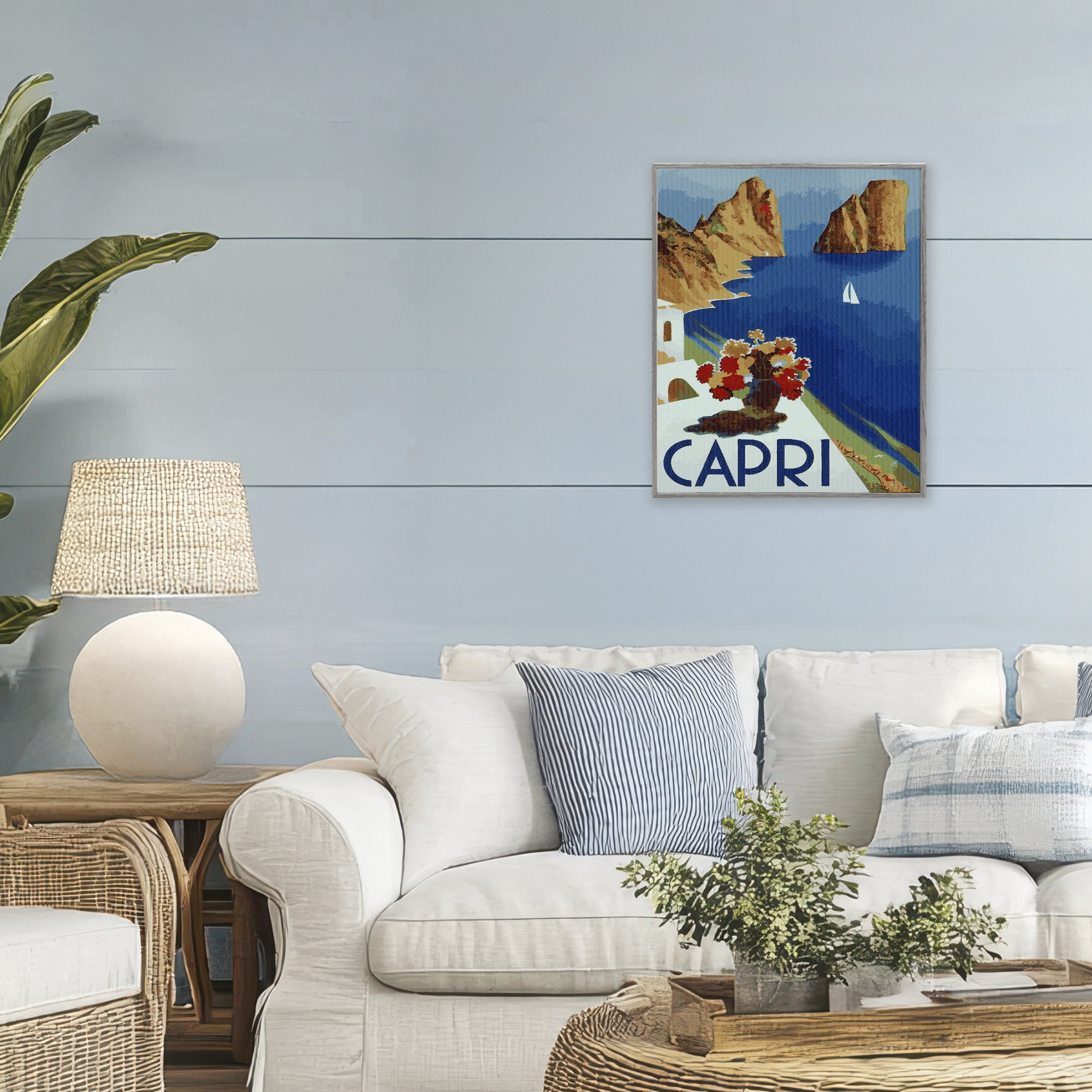 Stupell Industries Capri Island Cliffs Gray Framed Giclee Art, design by Lil' Rue