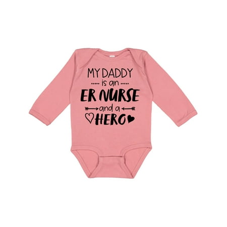 

Inktastic My Daddy is an ER Nurse and a Hero Gift Baby Boy or Baby Girl Long Sleeve Bodysuit