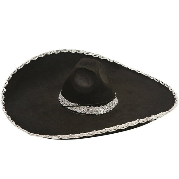 Dress Up America Kids Sombrero Hat – Black & Silver Costume Hat for Children – Ages 3–10