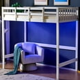 thumbnail image 1 of Ktaxon Loft Bed Full Sikce with USB Charging Station/LED, Solid Wood Bunk Bed Frame with Flat Rungs, White, 1 of 9