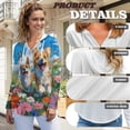 thumbnail image 6 of DISNIMO Corgi Floral Printed Shirts for Women Waffle Sweatshirts Long Sleeve Hoodies V Neck Pullover Tops Fall Winter Outfits, M, 6 of 7