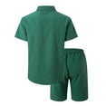 thumbnail image 3 of Fgnfyis Mens Spring and Summer Leisure Sports Comfortable Breathable Sweat Absorbing Short Sleeved Shorts Two Piece Set Mens Short Sets 2 Piece Outfits Green S, 3 of 9