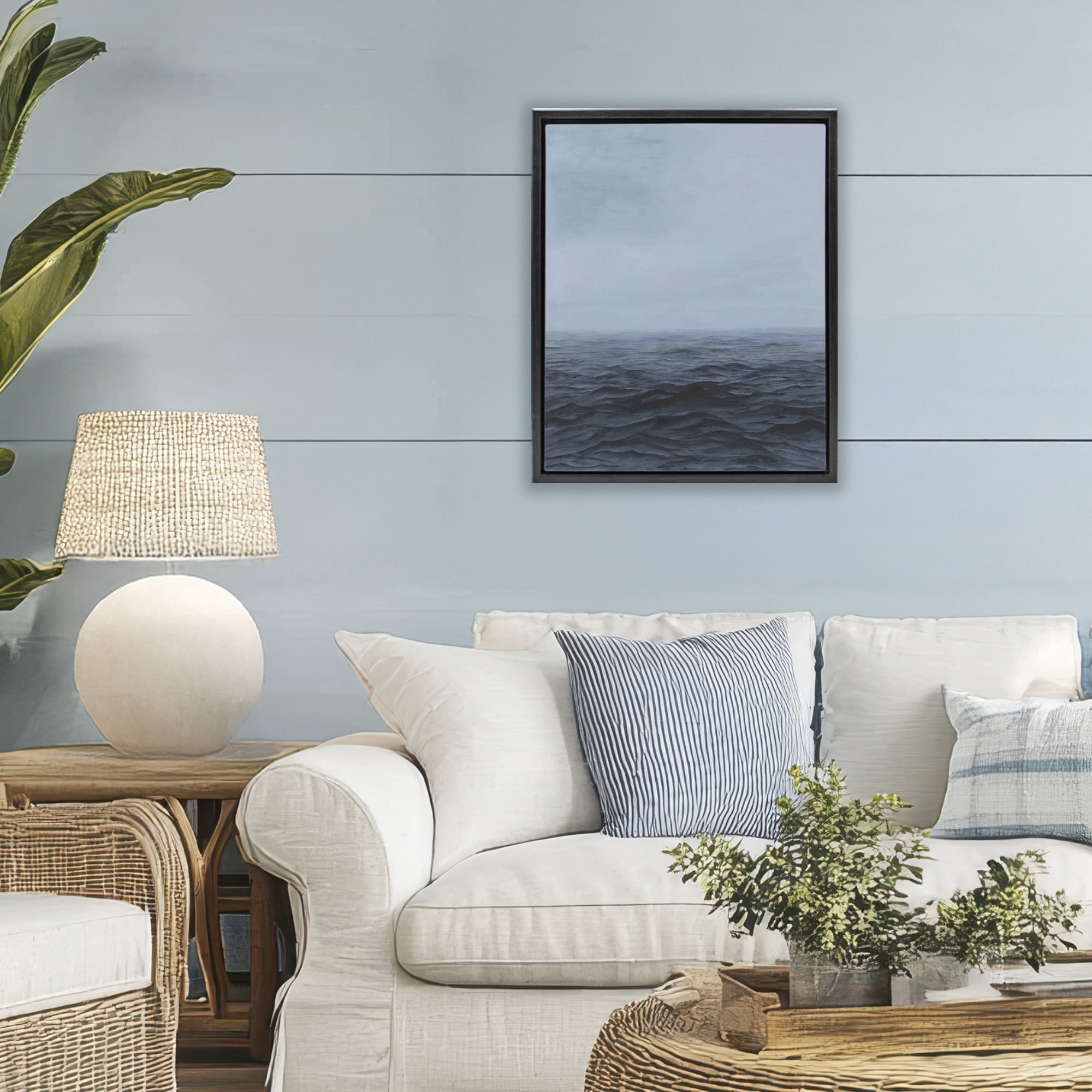 Stupell Industries Vast Ocean Expanse Black Framed Floater Canvas Wall Art, design by Michael Willett