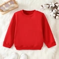 thumbnail image 2 of Ulanda Toddler Baby Boy Clothes Girl Basic Plain Sweatshirt Long Sleeve Shirts Kids Fall Winter Sweat Shirt Tops (Red, 3-4 Years), 2 of 7