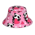 thumbnail image 3 of Daiia Panda Heart Valentine Pink Pattern Bucket Hat - Trendy Cotton Sun Hat for Beach, Golf, Fishing - Fun Outdoor Vacation Boonie for Men and Women, 3 of 9