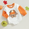 thumbnail image 2 of Okbabeha Halloween Baby Clothes Girl Boy Pumpkin Crewneck Sweatshirt Onesie Color Block Bubble Romper Fall Winter Outfits, 2 of 7