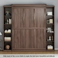 thumbnail image 6 of WIILAYOK Queen Size Murphy Bed Cabinet in Walnut with 5-Tier Storage Shelves, Foldable Platform Bed Wall Cabinet Bedframe for Small Space, Bedroom, Guest Room, 6 of 10