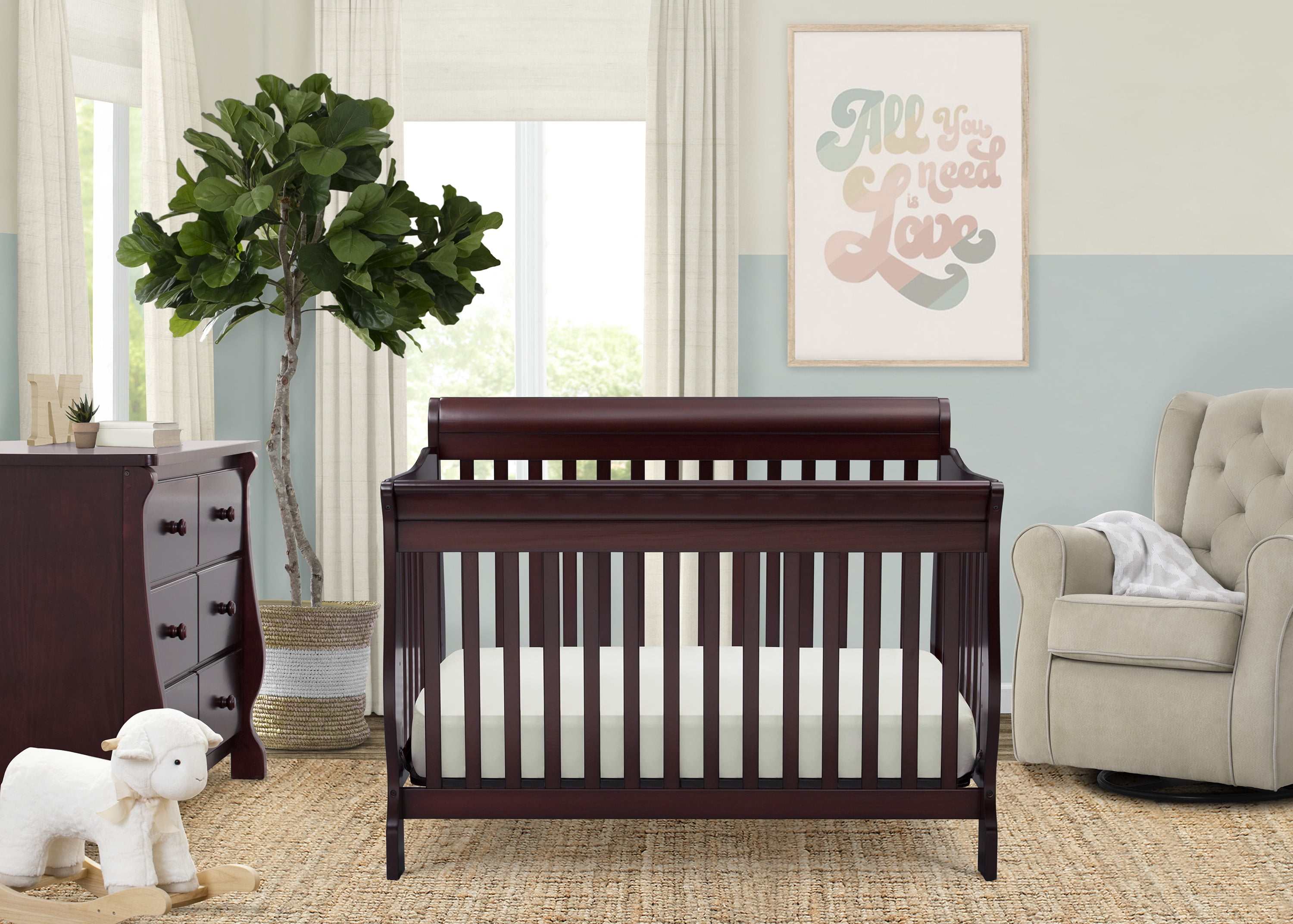 Delta Children Canton 4-in-1 Convertible Baby Crib, Espresso Cherry