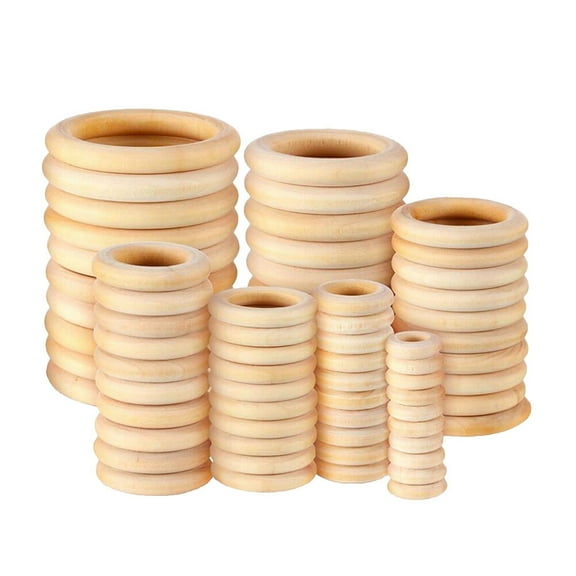 PAMINGONO Wooden Rings For Macrame Wooden Rings Natural Wood 100pcs 1.57in